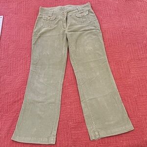 Velour W32L30 pale Green Boot Cut Pants with flare front and back pockets